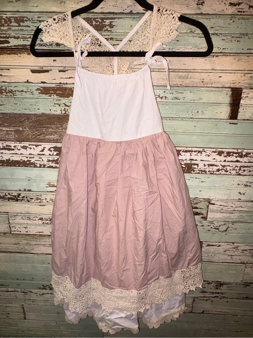 Oopsie Daisy Girls White and Blush Lace Tiered Casual Dress